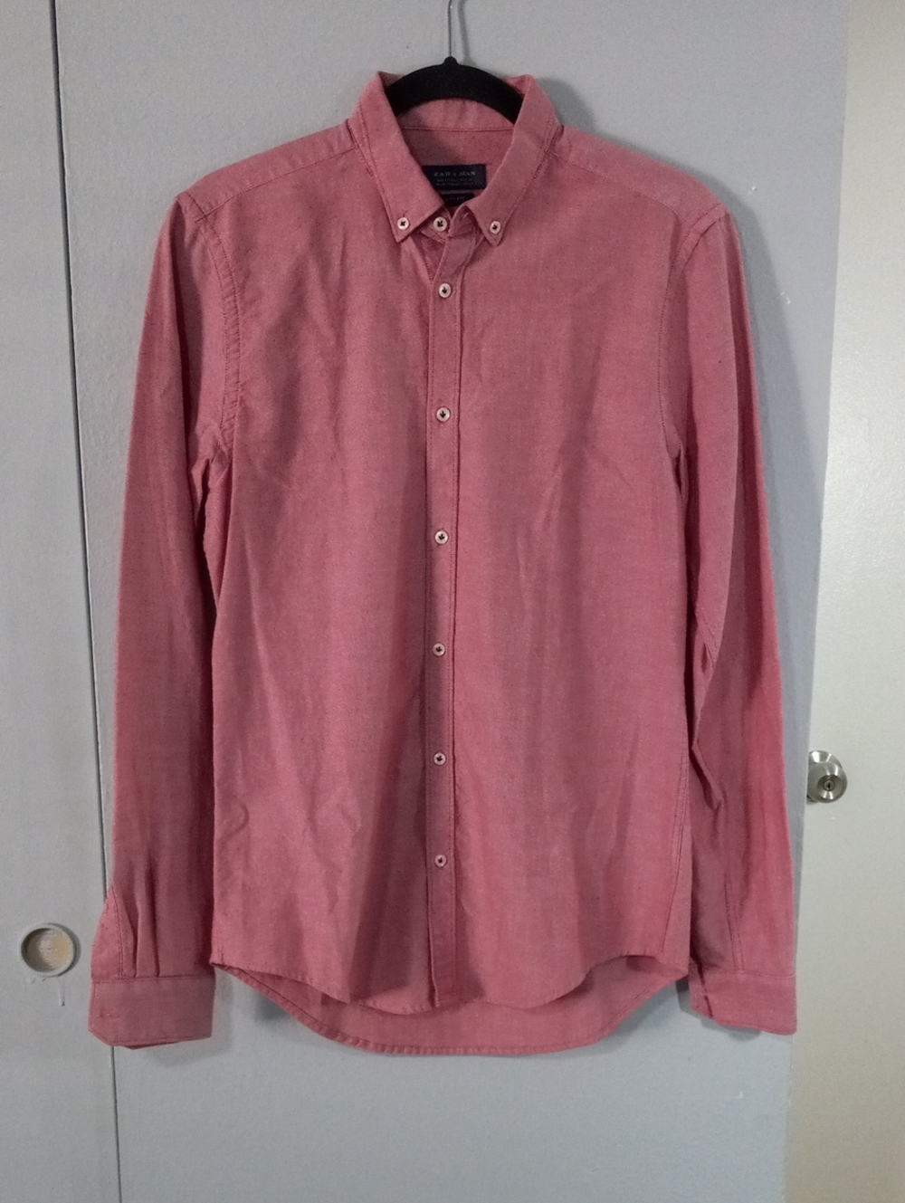 Zara Men's Button-Down Dress Shirt Guava Color Size S